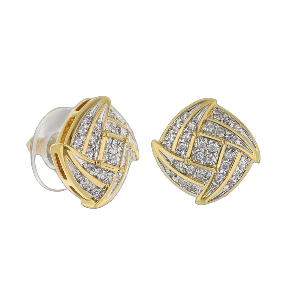 Pave CZ Design Earring by Lauren G Adams, gold-tone pavé button earrings, pair (2) on Tampa Home & Garden Store