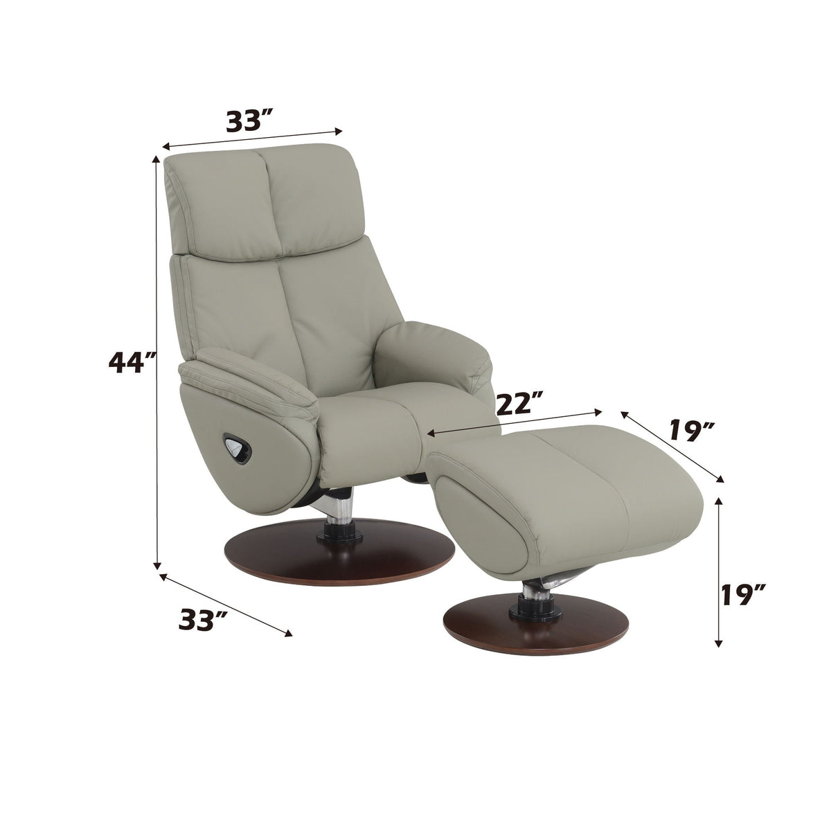 Kandoro top grain leather reclining chair and ottoman with swivel gray by HouseOfZazla on Tampa Home & Garden Store