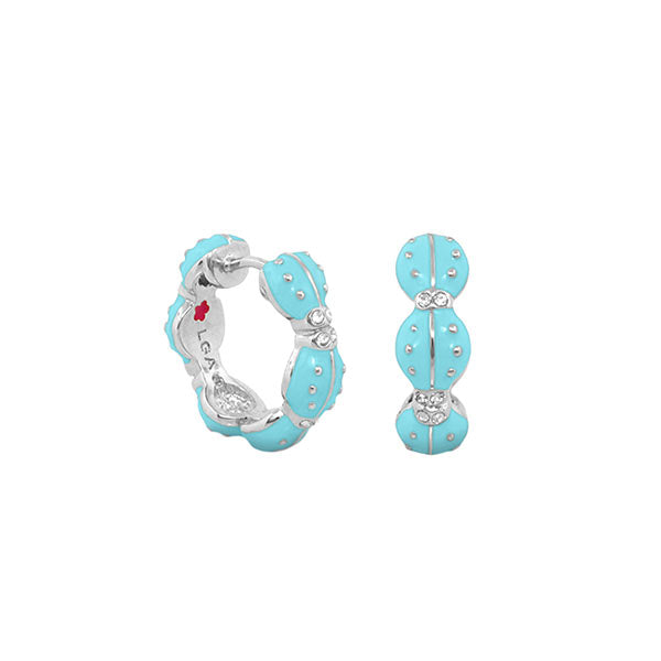 Lady Poof Earrings turquoise enamel hoop pair with silver-tone accents from Lauren G Adams on Tampa Home & Garden Store