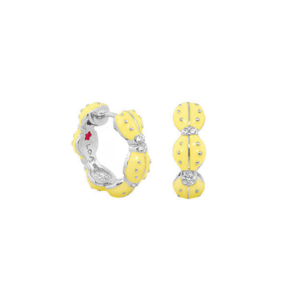 Lady Poof Earrings yellow enamel hoop earrings with silver-tone accents Lauren G Adams on Tampa Home & Garden Store