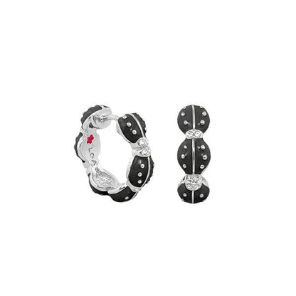 Lady Poof Earrings black enamel hoops with silver-tone accents and crystals by Lauren G Adams on Tampa Home & Garden Store