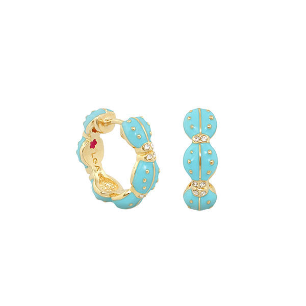 Lady Poof Earrings turquoise enamel hoops with crystal accents by Lauren G Adams on Tampa Home & Garden Store