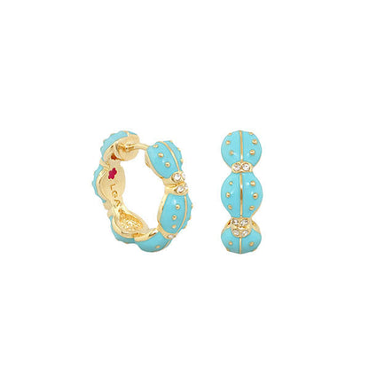 Lady Poof Earrings turquoise enamel hoops with crystal accents by Lauren G Adams on Tampa Home & Garden Store