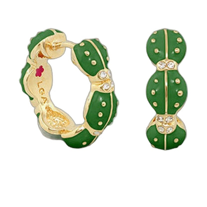Lady Poof Earrings green and gold enamel with rhinestone accents pair by Lauren G Adams on Tampa Home & Garden Store