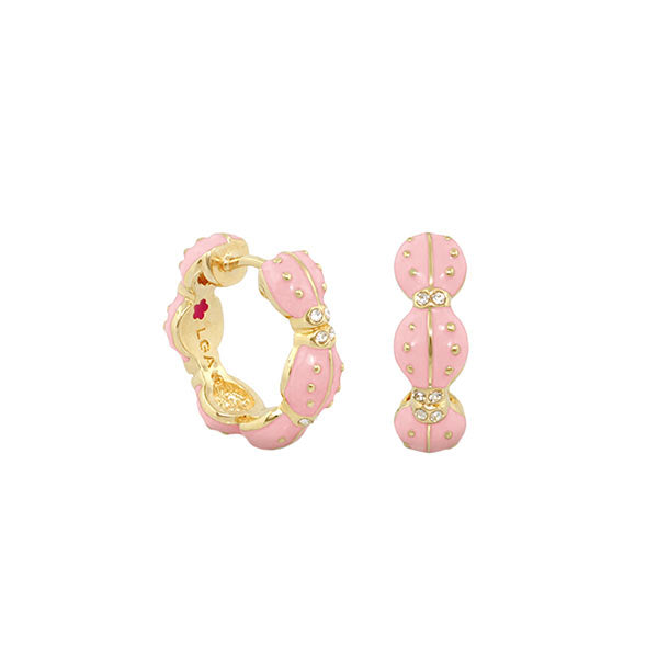 Lady Poof earrings pink enamel hoops with gold trim and crystal accents Lauren G Adams on Tampa Home & Garden Store