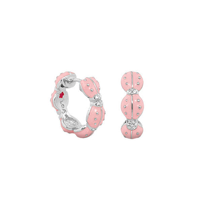 Lady Poof Earrings pink enamel hoops with silver-tone accents and crystals Lauren G Adams on Tampa Home & Garden Store