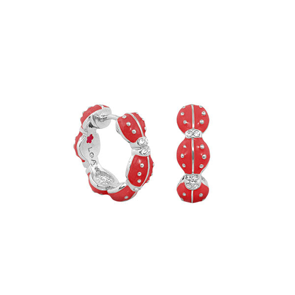 Lady Poof earrings by Lauren G Adams, red enamel hoops with rhinestone accents, 2-piece set on Tampa Home & Garden Store