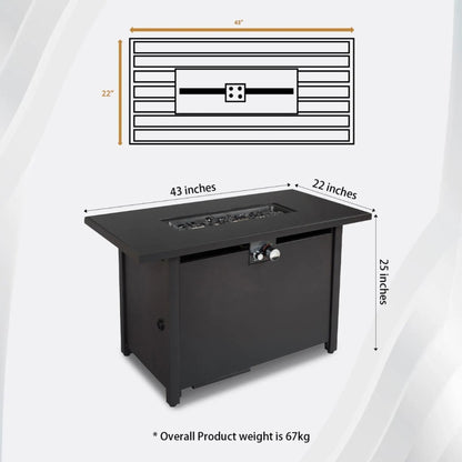 Outdoor Fire Pit Table with Lid Black Steel for Patio