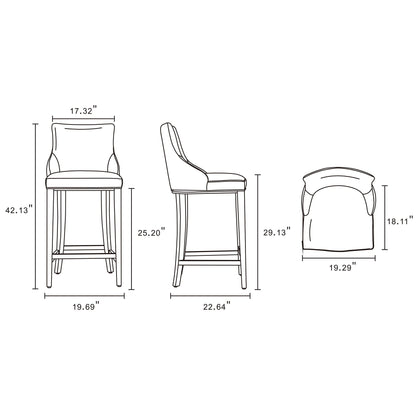 Shubert Barstool by HouseOfZazla, bar-height 28–30in, 3 barstools shown in line drawing on Tampa Home & Garden Store