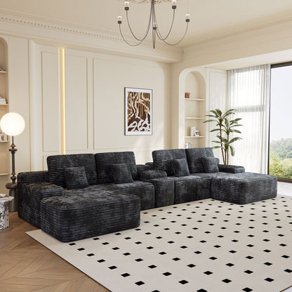 5-piece sectional sofa with 2 ottomans in dark charcoal fabric on Tampa Home & Garden Store