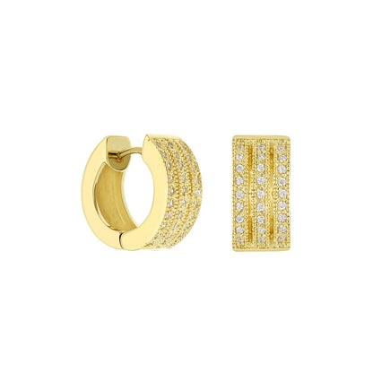 Earring Huggies gold-tone hoops with pavé diamonds by Lauren G Adams, 2-piece set on Tampa Home & Garden Store