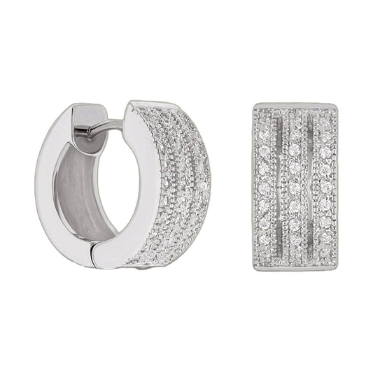 Earring Huggies silver-tone pave crystals by Lauren G Adams on Tampa Home & Garden Store