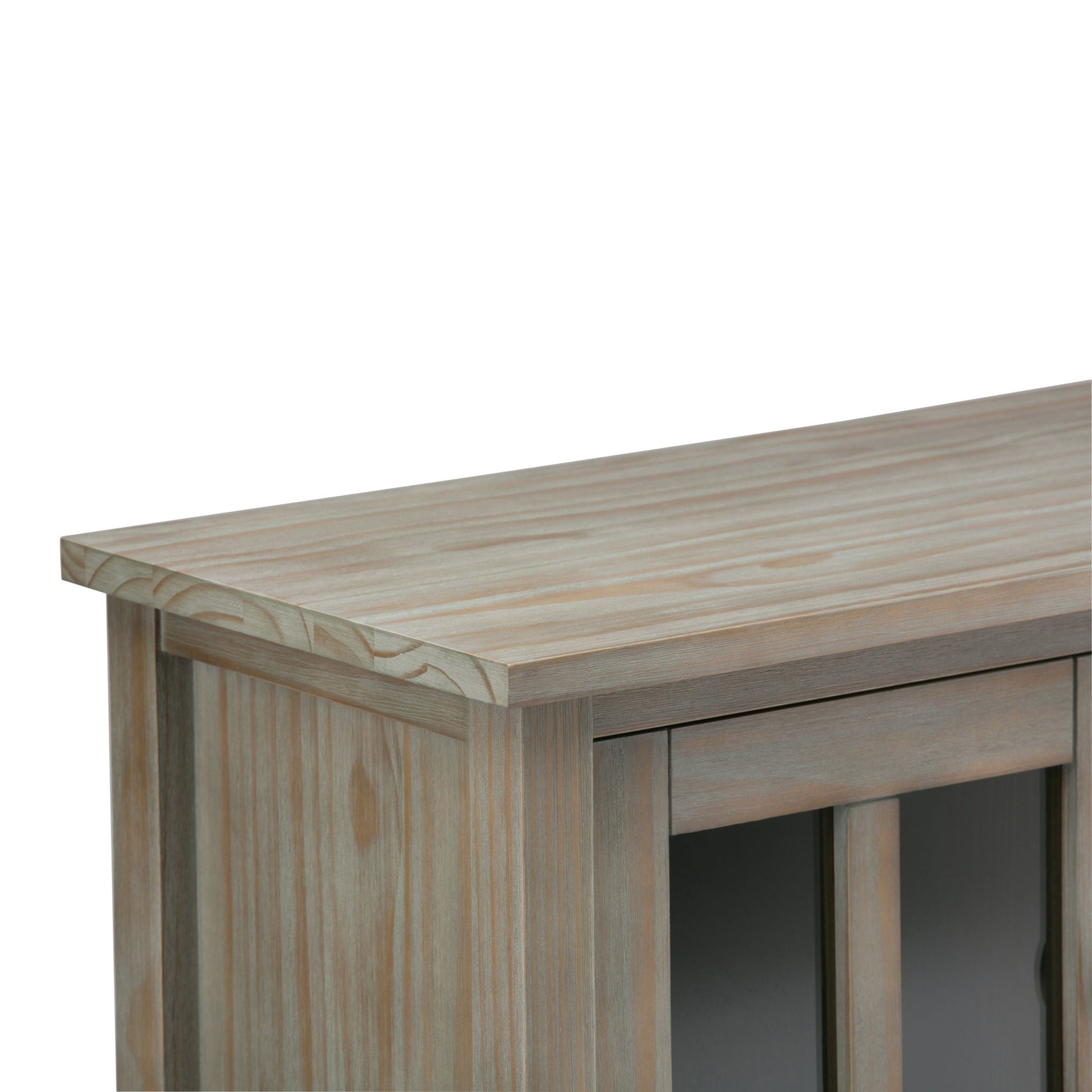 Warm Shaker handcrafted low storage cabinet in weathered wood HouseOfZazla accent table on Tampa Home & Garden Store