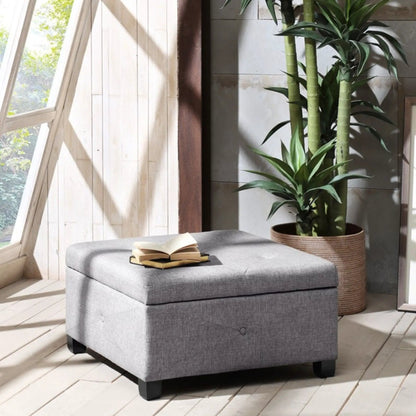 Aspen Ottoman Soft Close Storage by Unique Piece Furniture grey fabric storage ottoman with legs on Tampa Home & Garden Store