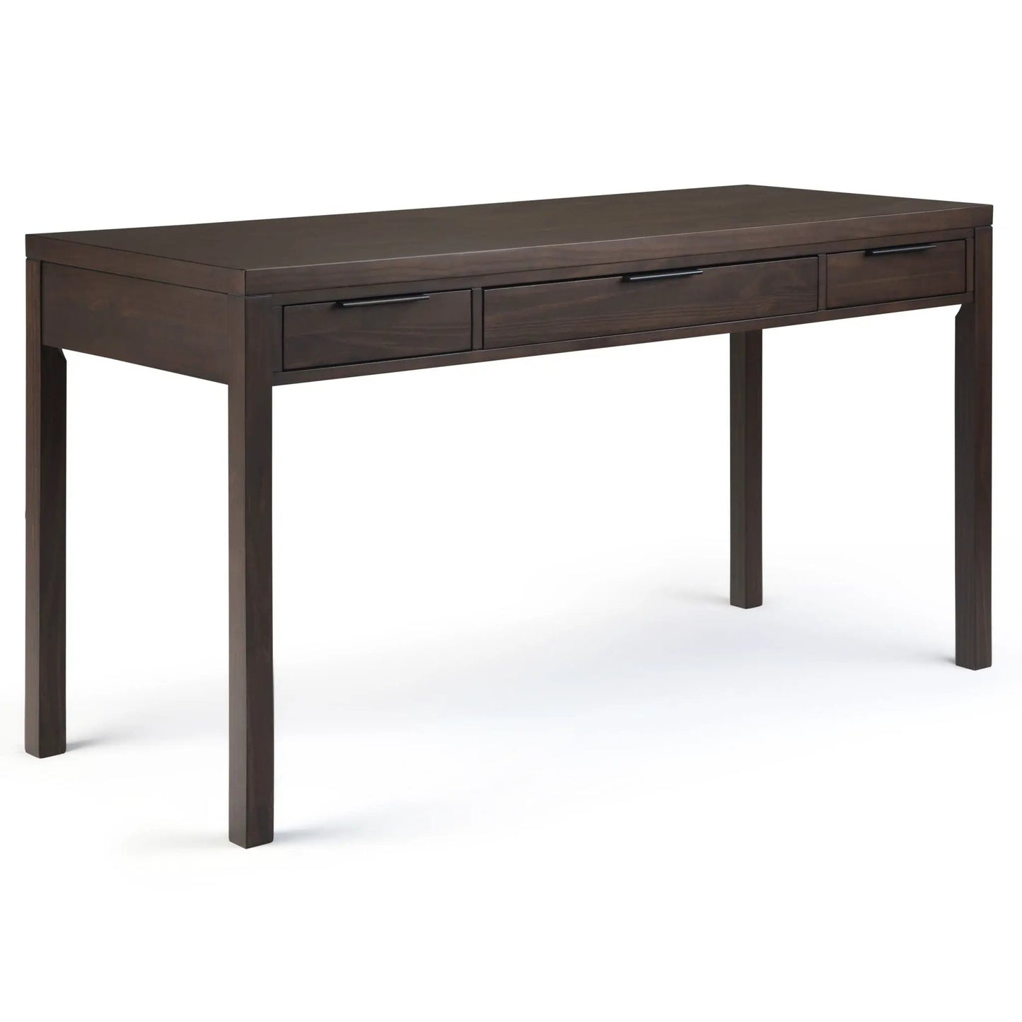 Hollander Handcrafted Desk in dark brown solid wood with three front drawers on Tampa Home & Garden Store
