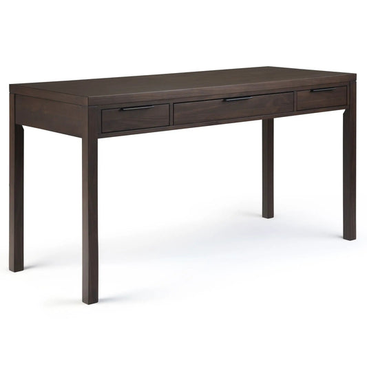 Hollander Handcrafted Desk in dark brown solid wood with three front drawers on Tampa Home & Garden Store