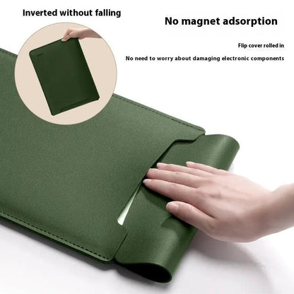 Green leather FLIPSTYLEZLLC laptop bag with flip cover, non-magnetic, doubles as mouse pad on Tampa Home & Garden Store