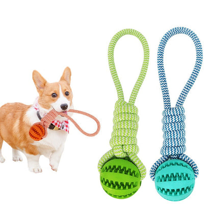 Sell My Stuff dog toy set: bite-resistant treat balls on hemp rope, lime green and teal, 2-pack on Tampa Home & Garden Store