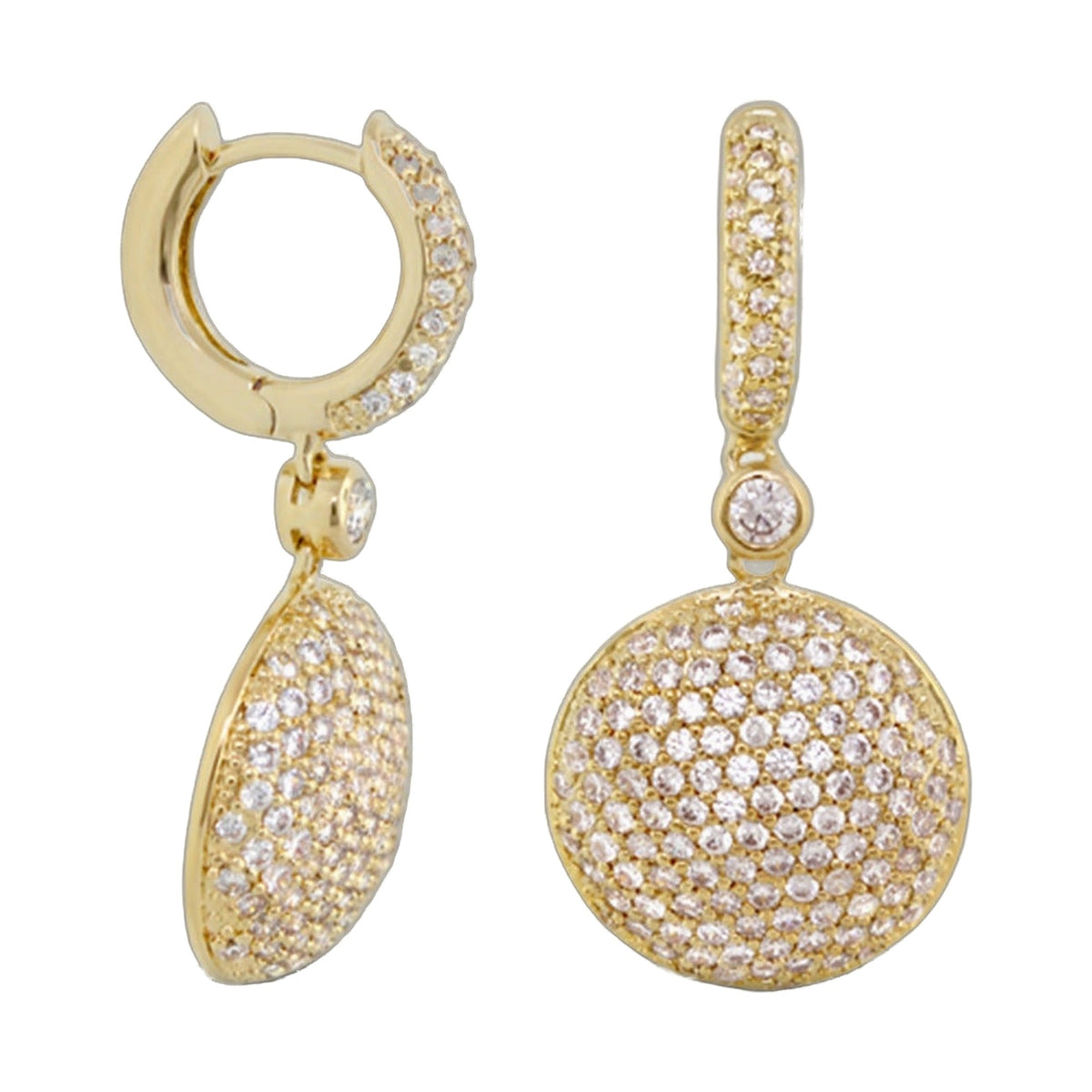 Glamour Pave Medallion Earrings set: gold-tone hoop and drop pave crystals 2-piece on Tampa Home & Garden Store