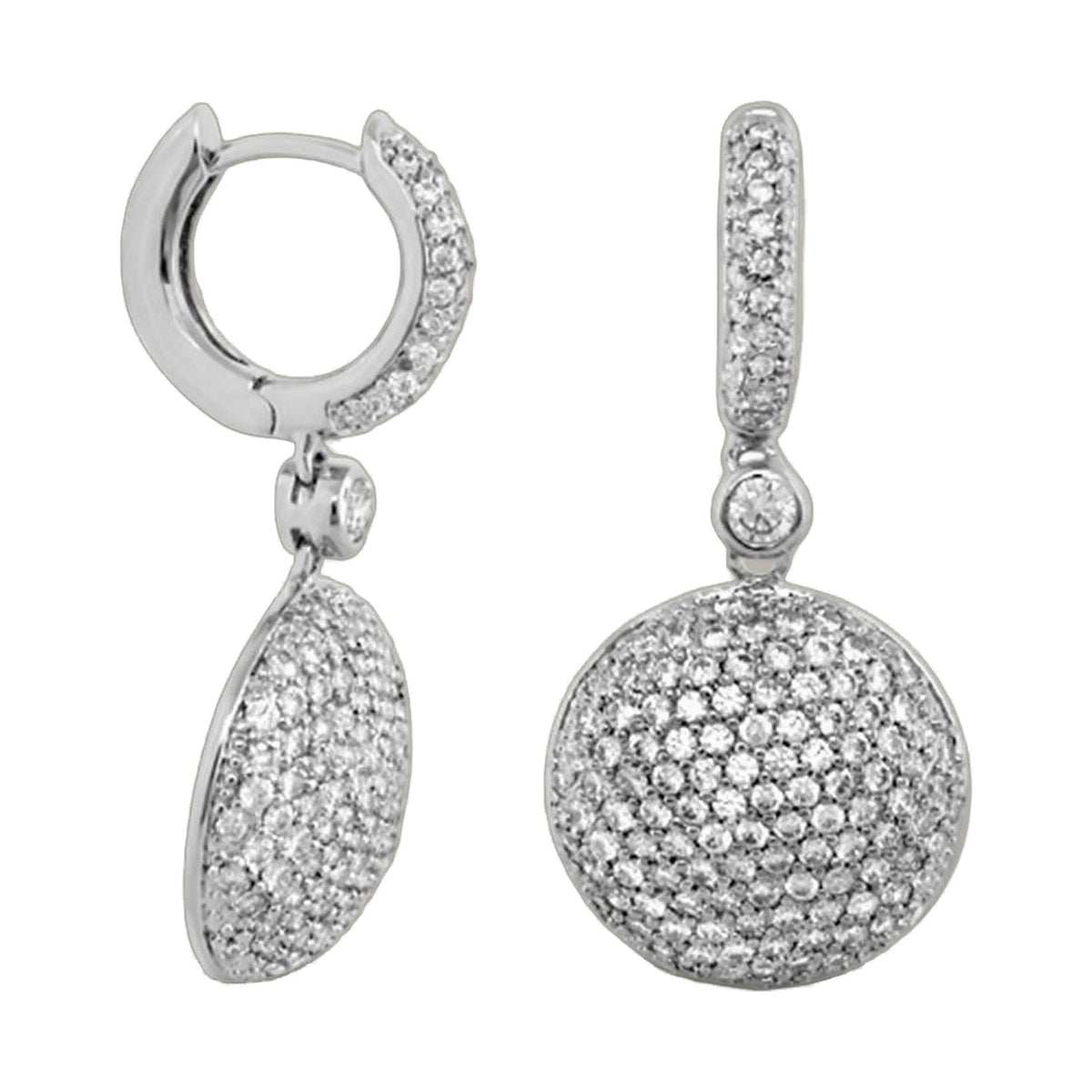 Glamour Pave Medallion Earrings by Lauren G Adams, silver-tone pavé diamond drops, pair on Tampa Home & Garden Store