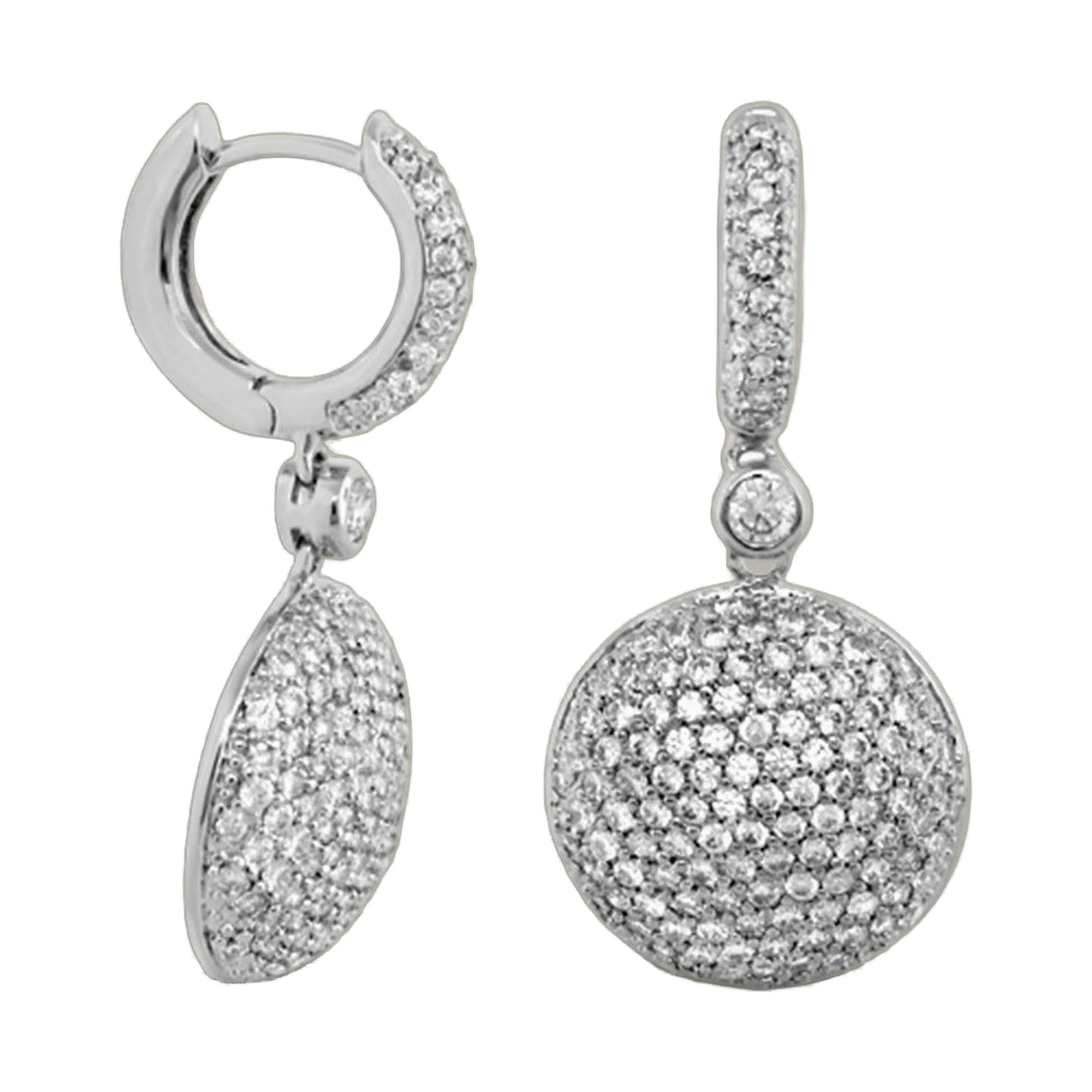 Glamour Pave Medallion Earrings by Lauren G Adams, silver-tone pavé diamond drops, pair on Tampa Home & Garden Store