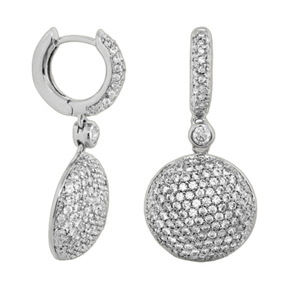 Glamour Pave Medallion Earrings by Lauren G Adams, silver-tone pavé diamond drops, pair on Tampa Home & Garden Store