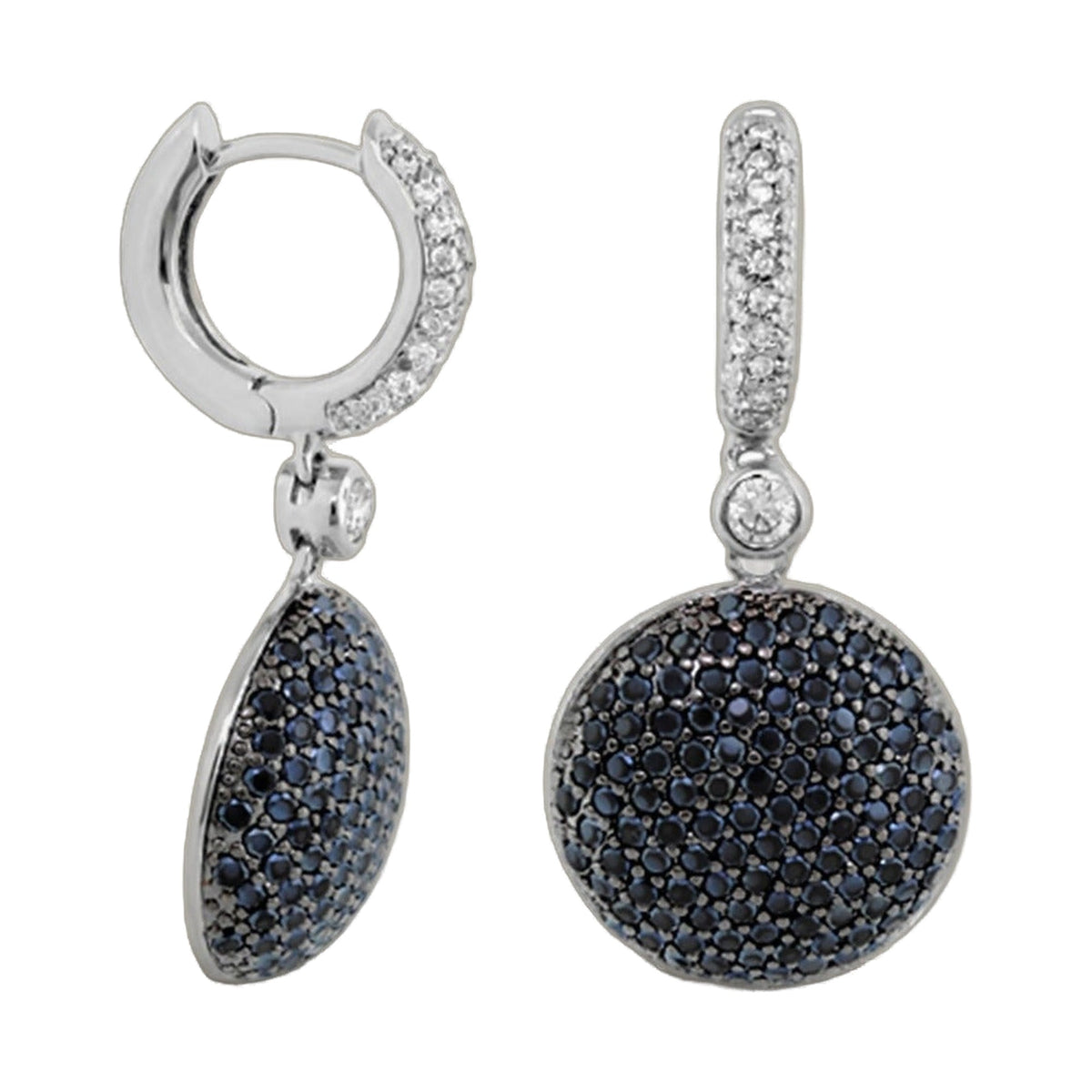 Glamour Pave Medallion Earrings by Lauren G Adams, silver-tone pavé drop earrings pair on Tampa Home & Garden Store
