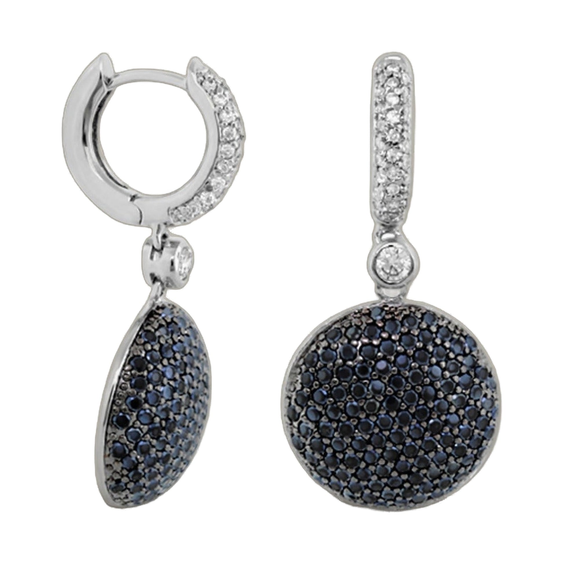 Glamour Pave Medallion Earrings by Lauren G Adams, silver-tone pavé drop earrings pair on Tampa Home & Garden Store