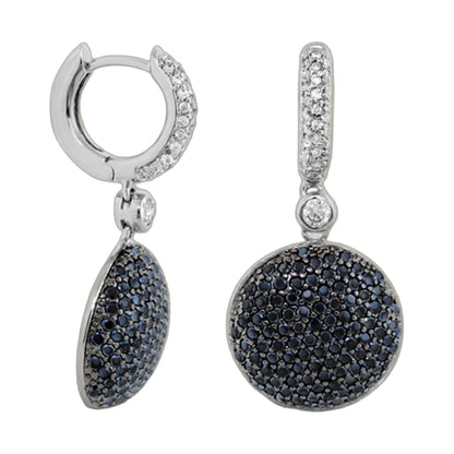 Glamour Pave Medallion Earrings by Lauren G Adams, silver-tone pavé drop earrings pair on Tampa Home & Garden Store