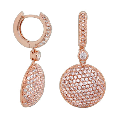 Glamour Pave Medallion Earrings rose gold pave diamonds drop hoops by Lauren G Adams on Tampa Home & Garden Store