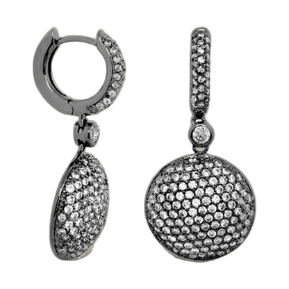 Glamour Pave Medallion Earrings pair by Lauren G Adams, pavé crystal drops in silver-tone metal on Tampa Home & Garden Store