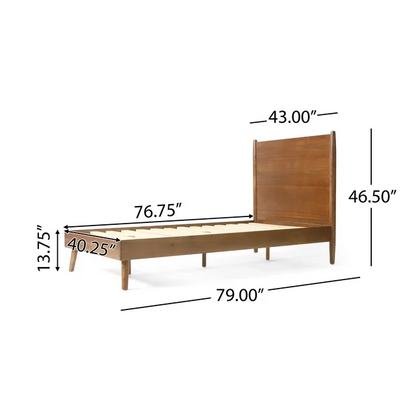 Cohron Solid Wood Platform Bed Twin by HouseOfZazla with tall headboard and slat support on Tampa Home & Garden Store