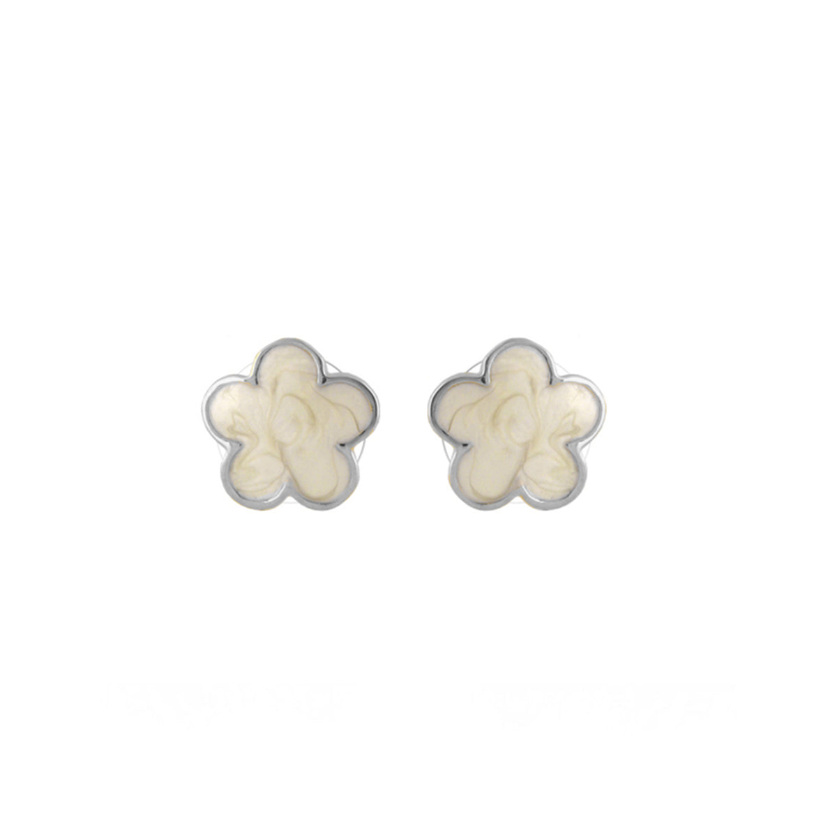 Daisy Love Earrings Flower Studs, cream petals with silver outline, by Lauren G Adams on Tampa Home & Garden Store
