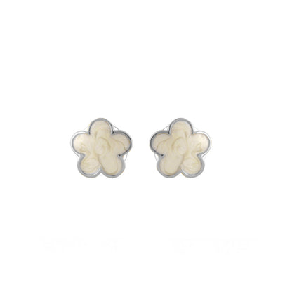 Daisy Love Earrings Flower Studs, cream petals with silver outline, by Lauren G Adams on Tampa Home & Garden Store