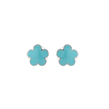 Daisy Love Flower Stud earrings turquoise enamel with silver trim by Lauren G Adams on Tampa Home & Garden Store