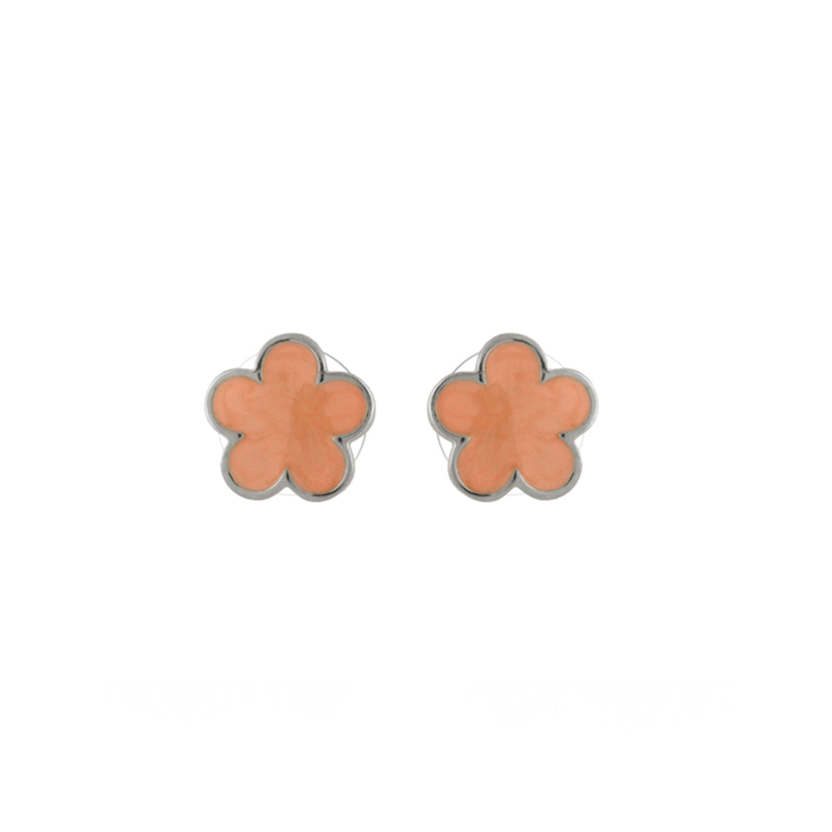 Daisy Love Flower Stud earrings pair peach enamel petals with silver-tone trim jewelry set on Tampa Home & Garden Store