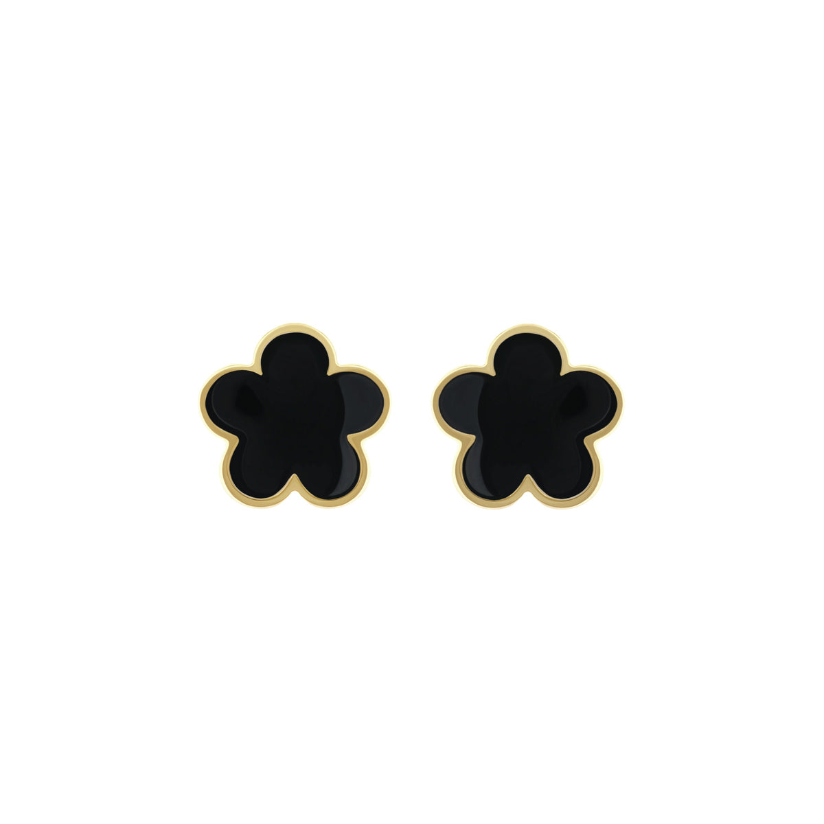 Daisy Love Earrings Flower Stud pair black petals with gold trim by Lauren G Adams on Tampa Home & Garden Store