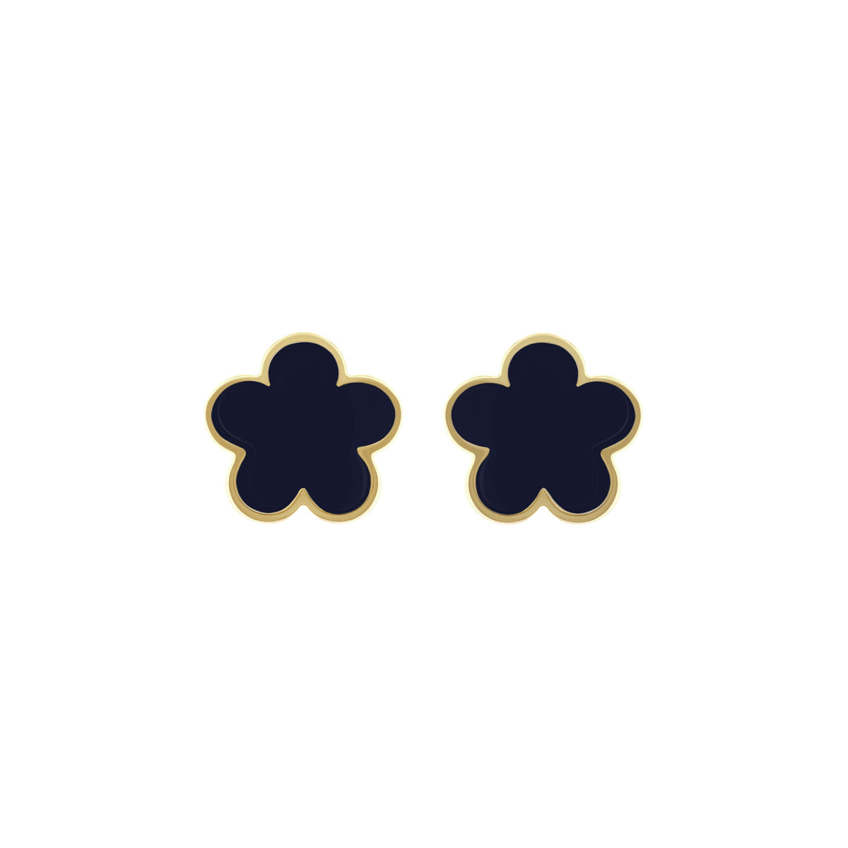 Daisy Love Earrings — Flower Studs navy center with gold rim pair on Tampa Home & Garden Store