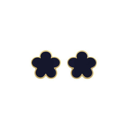 Daisy Love Earrings — Flower Studs navy center with gold rim pair on Tampa Home & Garden Store