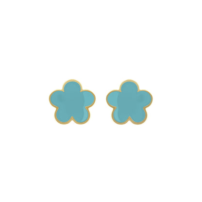 Daisy Love Flower Stud Earrings turquoise petals with gold trim by Lauren G Adams on Tampa Home & Garden Store