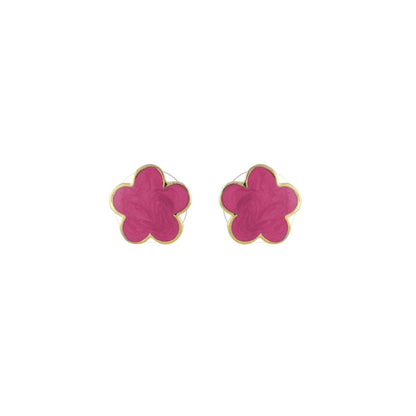Daisy Love flower stud earrings pink enamel with gold-tone border Lauren G Adams 2 pcs on Tampa Home & Garden Store