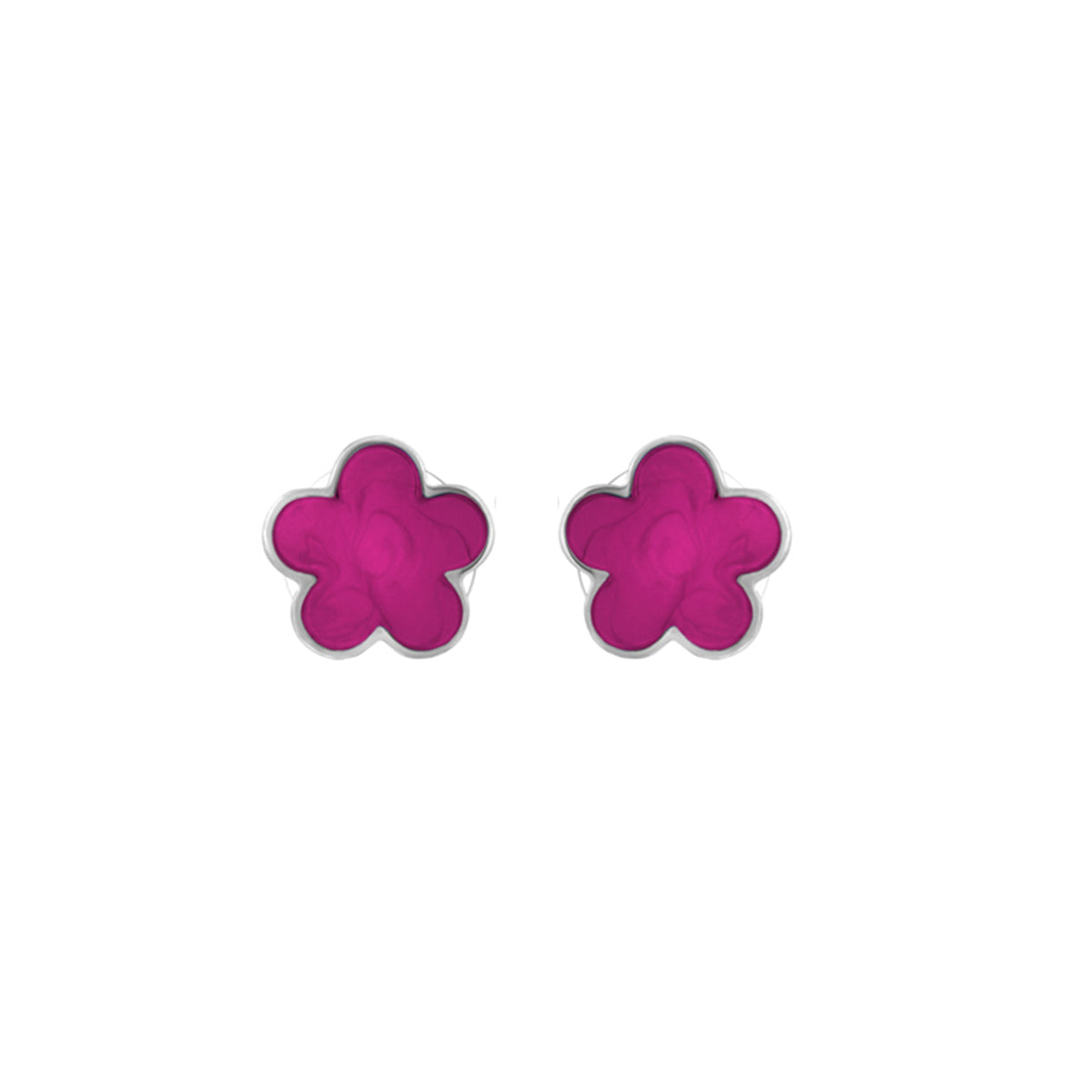 Daisy Love Flower Stud Earrings by Lauren G Adams, pink magenta with silver setting, pair on Tampa Home & Garden Store