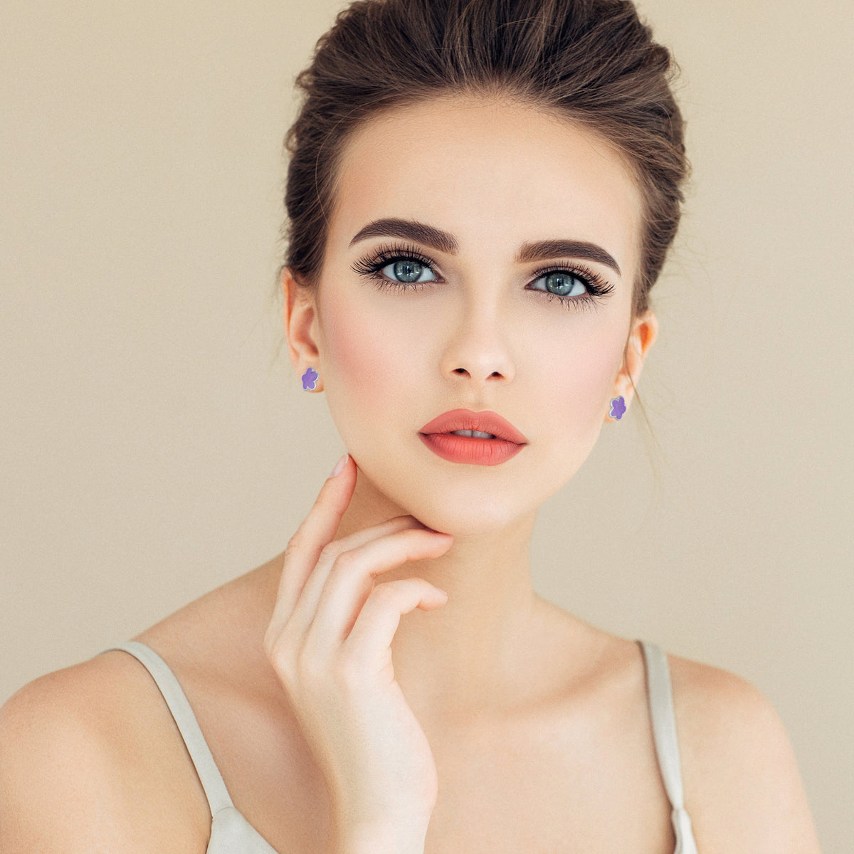Daisy Love Earrings flower studs lavender purple enamel Lauren G Adams Collections on Tampa Home & Garden Store