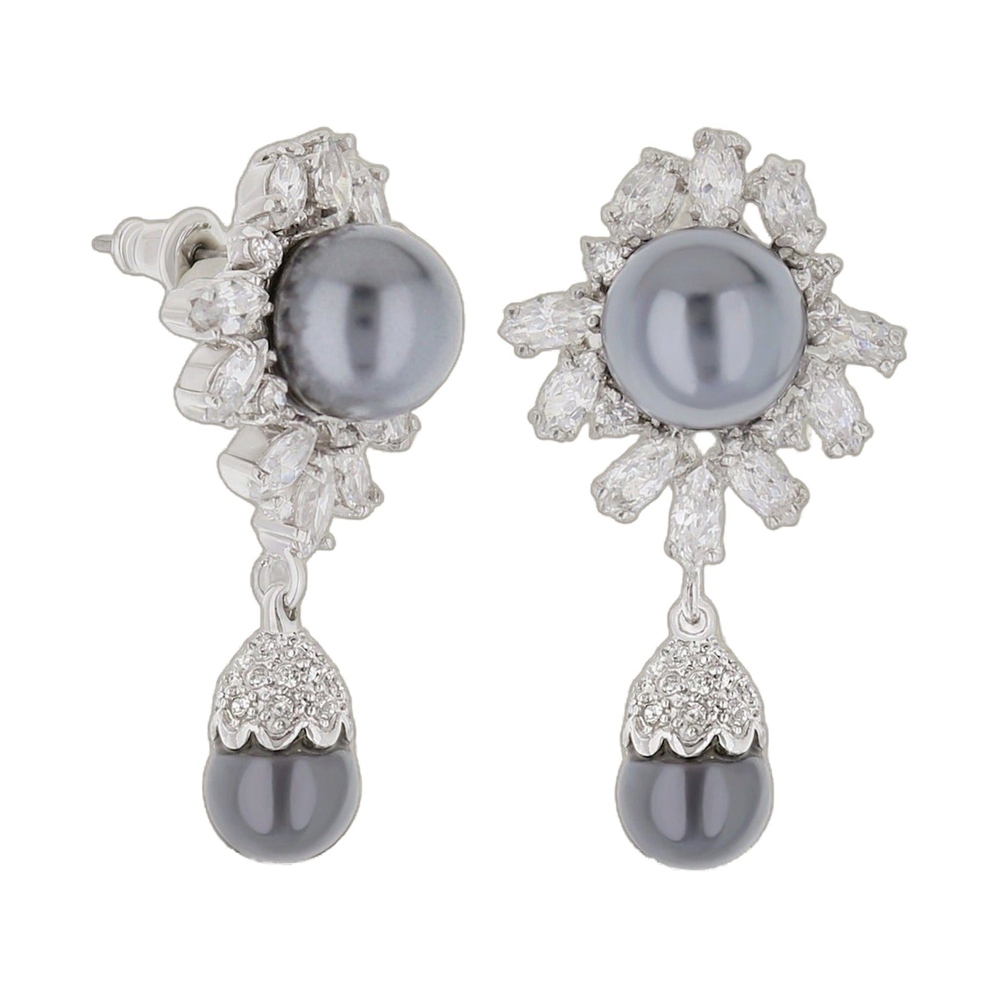 Vintage Pearl Earrings pair by Lauren G Adams; pearls with crystal halo on silver setting on Tampa Home & Garden Store