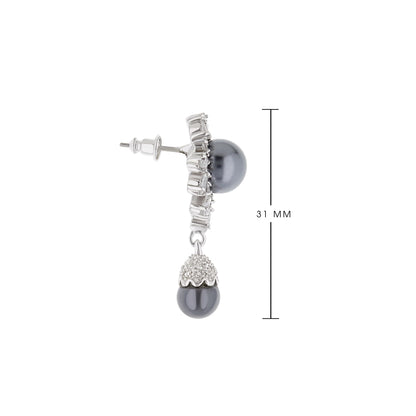 Vintage Pearl Earrings with gray pearl and silver cap, dangling drop on Tampa Home & Garden Store