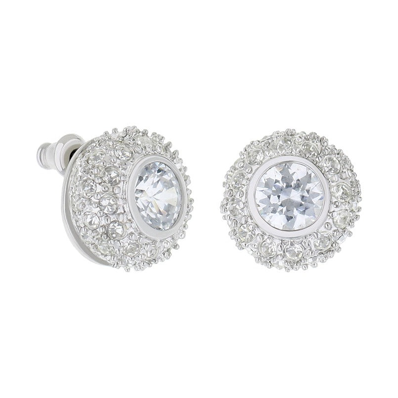 Pave Donut Earrings by Lauren G Adams silver-tone stud earrings with crystal pavé halo on Tampa Home & Garden Store