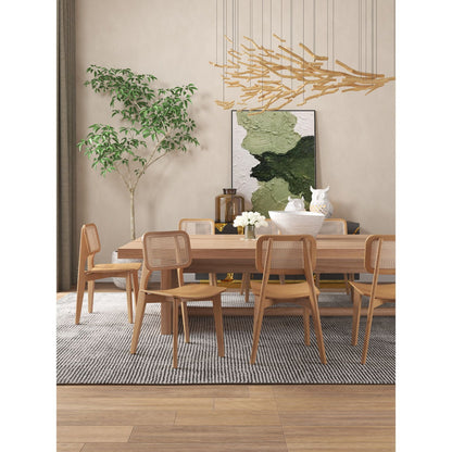 Dining Chair Set with Cane Backrests and Solid Wood Frames, eight chairs in light brown wood on Tampa Home & Garden Store