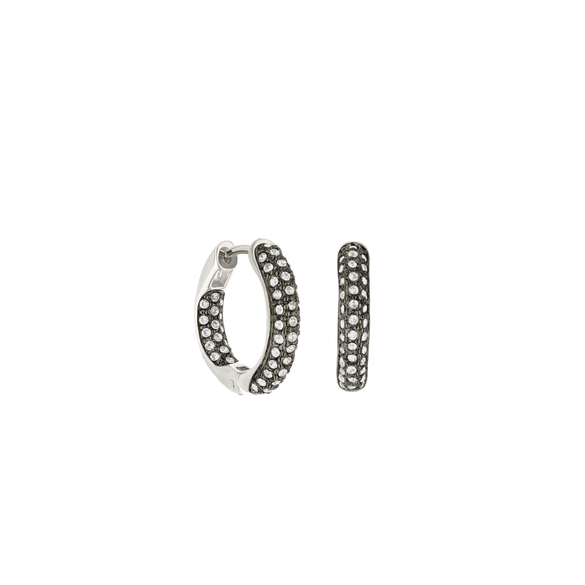 Pave Hoop Earrings Domed Huggie pair silver-tone with pavé stones by Lauren G Adams on Tampa Home & Garden Store