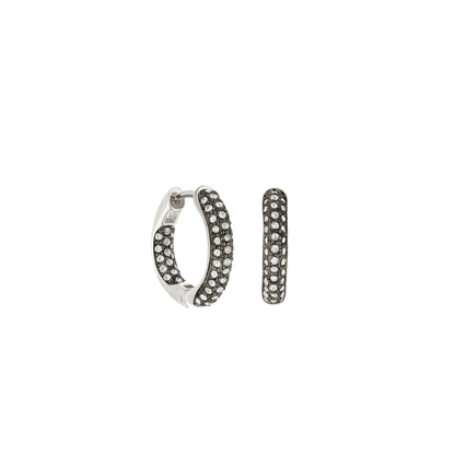 Pave Hoop Earrings Domed Huggie pair silver-tone with pavé stones by Lauren G Adams on Tampa Home & Garden Store