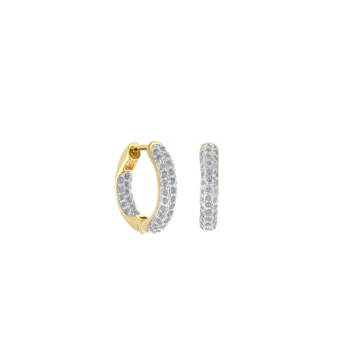 Pave Hoop Earrings - Domed Huggie, gold and silver pavé, Lauren G Adams on Tampa Home & Garden Store